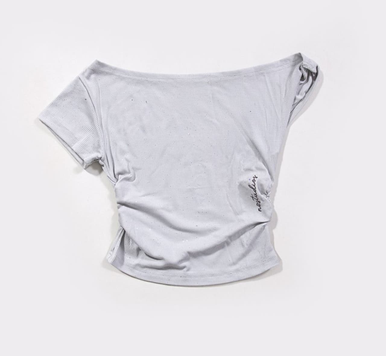 Rhinestone Off-Shoulder Top - Grey — product view 1