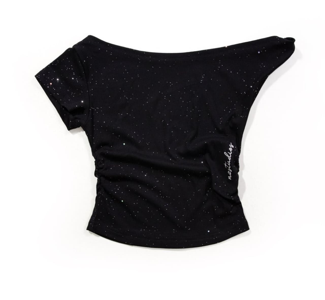 Rhinestone Off-Shoulder Top - Black — product view 1