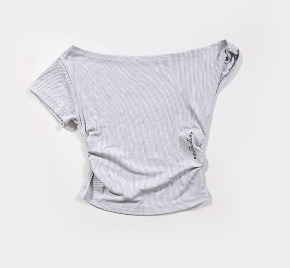 Rhinestone Off-Shoulder Top - Grey — product view 1