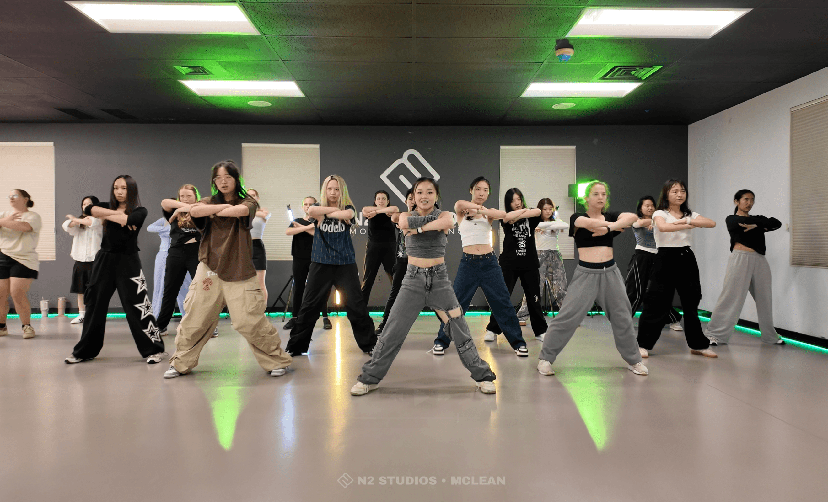 Dancers practicing choreography together at N2 Studios McLean