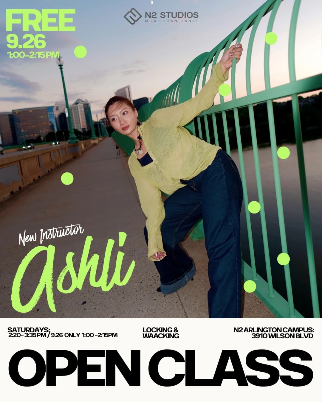 Locking & Waacking with Ashi — original N2 Studios announcement, September 26, 2026 · Arlington