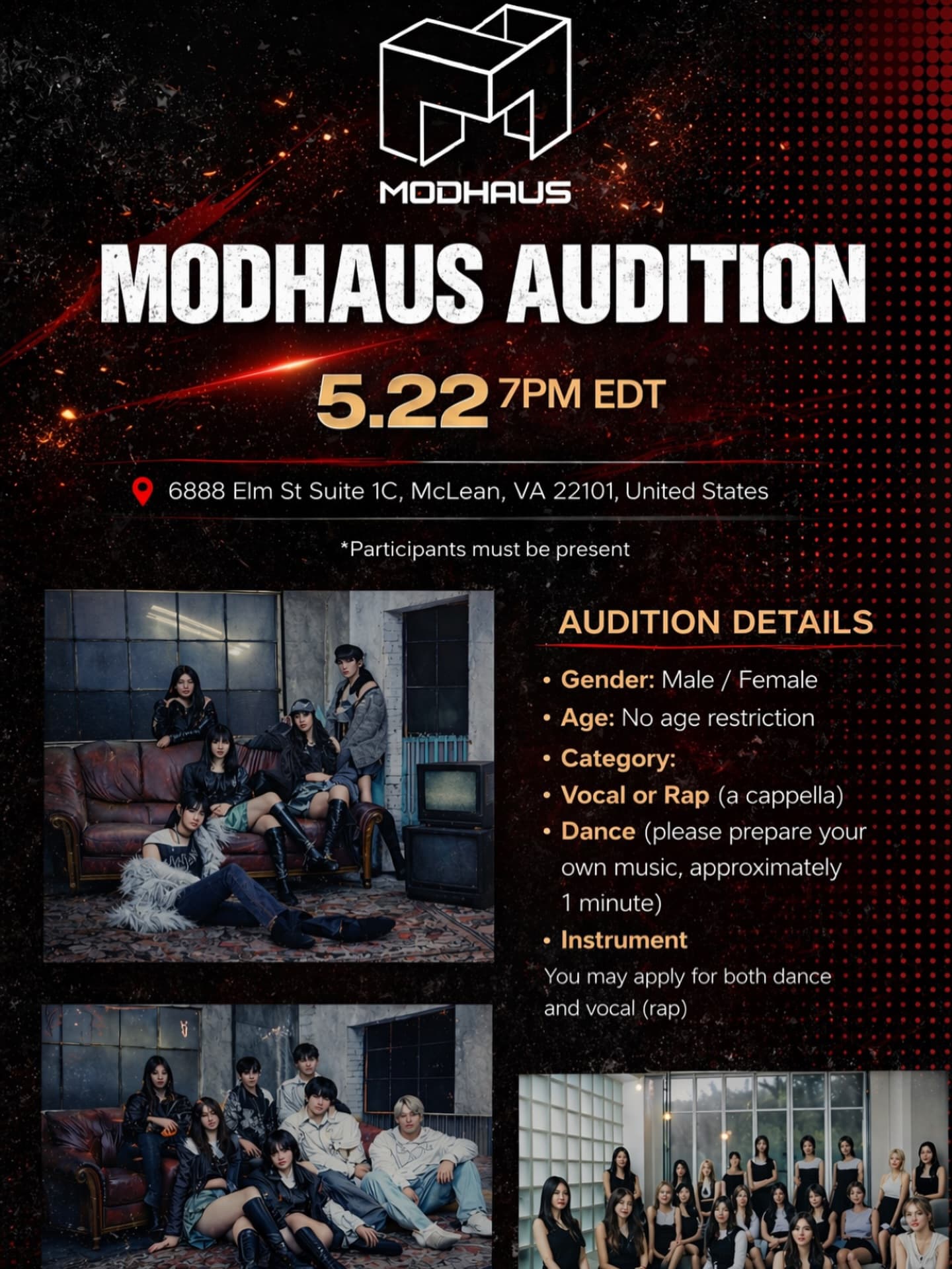 Original N2 Studios and Modhaus audition poster for May 22, 2026.
