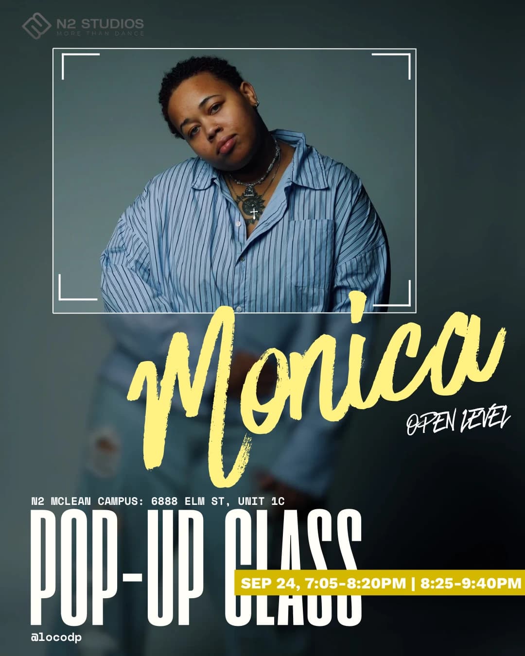 Open level with Monica — original N2 Studios announcement, September 24, 2026 · McLean