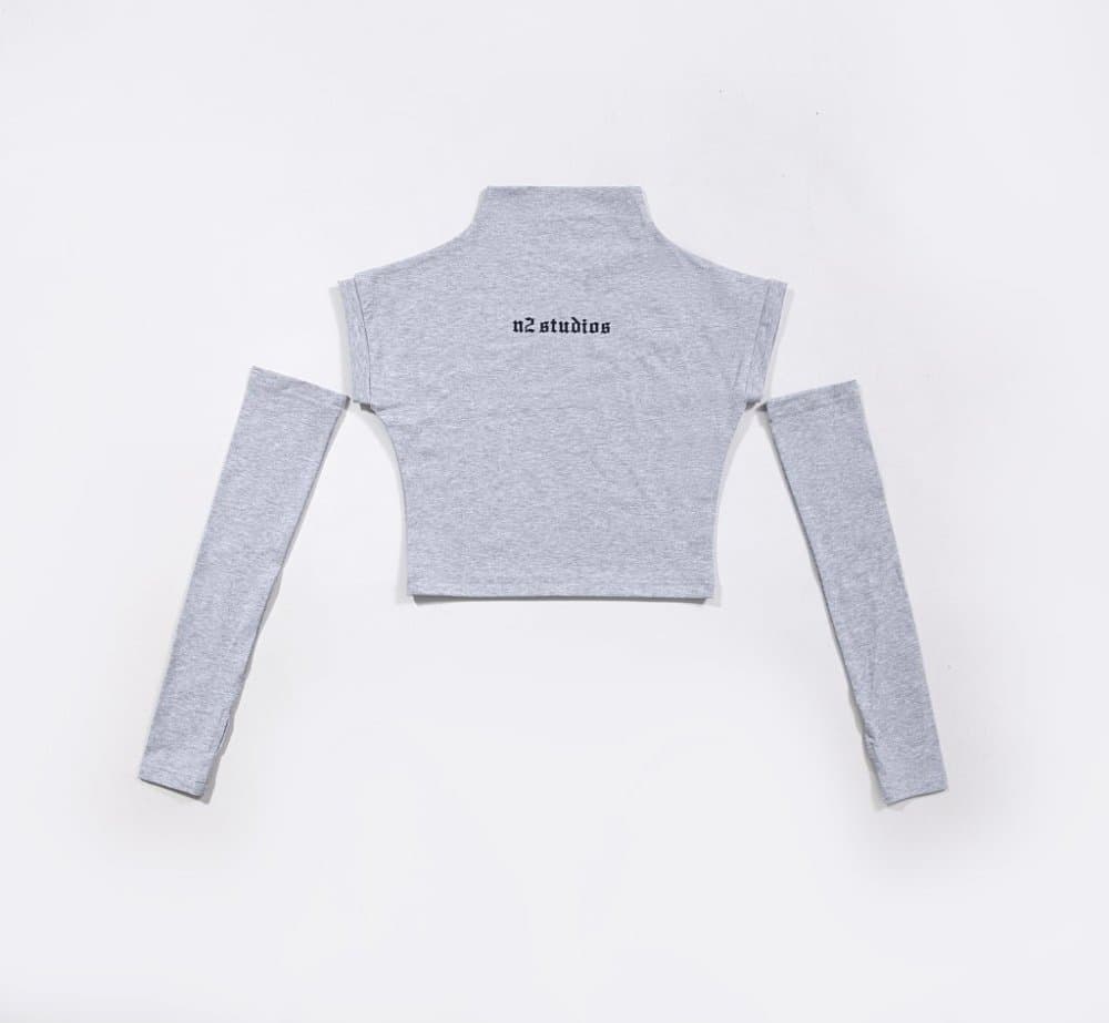 Grey Cut Sleeve Top — product view 1