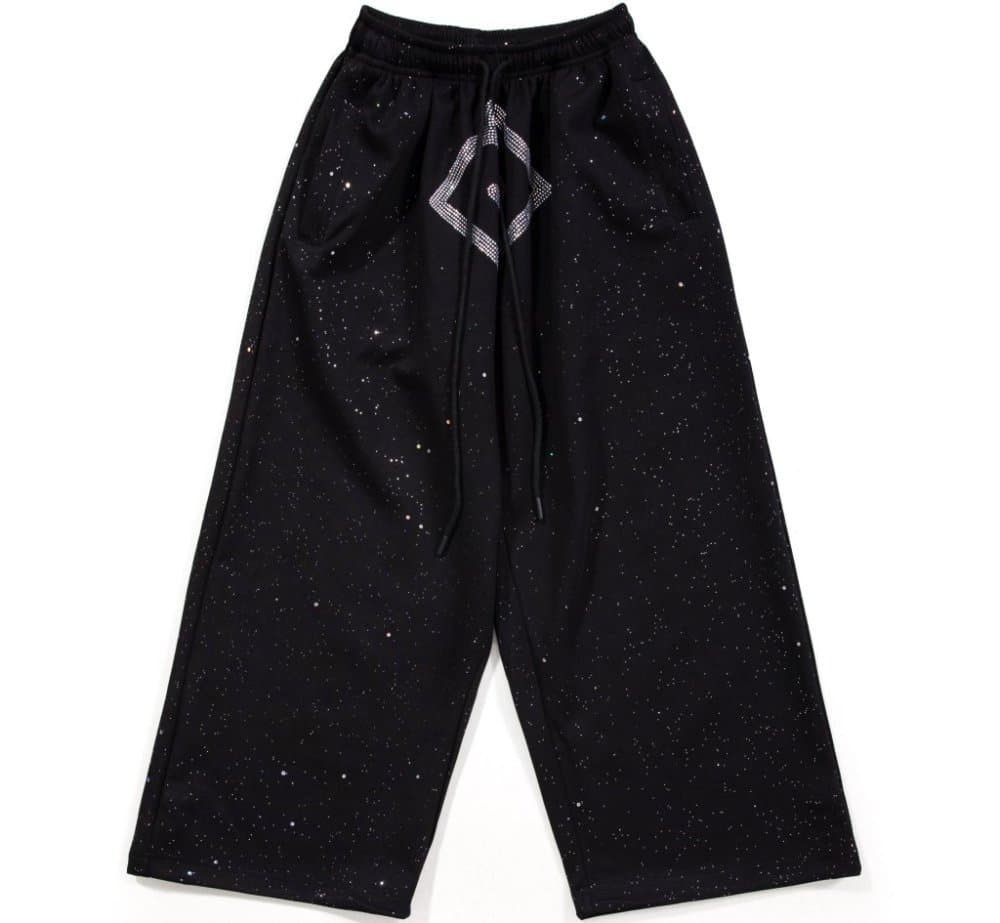 Rhinestone Logo Sparkling Oversized Sweatpants — product view 1